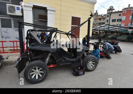 05.04.2019., Croatie, Rovinj - dans l'après-midi, le tournage de 'la femme de Hitman Bodyguard,' interprété par Samuel L. Jackson, Salma Hayek et Ryan Reynolds, a commencé. Jusqu'à la fin de la soirée filmer la scène dans laquelle participer et stunt double des acteurs célèbres.photo: Dusko Marusic/PIXSELL Banque D'Images