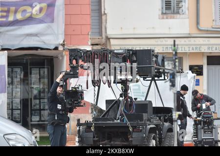 05.04.2019., Croatie, Rovinj - dans l'après-midi, le tournage de 'la femme de Hitman Bodyguard,' interprété par Samuel L. Jackson, Salma Hayek et Ryan Reynolds, a commencé. Jusqu'à la fin de la soirée filmer la scène dans laquelle participer et stunt double des acteurs célèbres.photo: Dusko Marusic/PIXSELL Banque D'Images