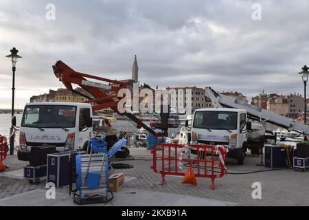 05.04.2019., Croatie, Rovinj - dans l'après-midi, le tournage de 'la femme de Hitman Bodyguard,' interprété par Samuel L. Jackson, Salma Hayek et Ryan Reynolds, a commencé. Jusqu'à la fin de la soirée filmer la scène dans laquelle participer et stunt double des acteurs célèbres.photo: Dusko Marusic/PIXSELL Banque D'Images