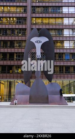 Le Chicago Picasso est une sculpture de Pablo Picasso dans le centre-ville de Chicago, aux Etats-Unis Banque D'Images