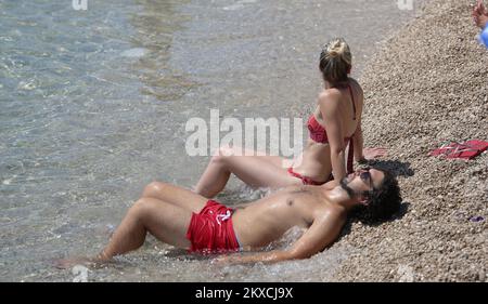 12.08.2019., Dubrovnik, Croatie - la Croatie est frappée par une vague de températures et de chaleur élevées. Plaza Banje à la mi-août. Photo: Matija Habljak/PIXSELL Banque D'Images