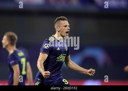 ZAGREB, CROATIE - SEPTEMBRE 18 : Mislav Orsic du GNK Dinamo Zagreb célèbre son but lors du match du groupe C de la Ligue des champions de l'UEFA entre le GNK Dinamo et Atalanta B.C. au stade Maksimir de 18 septembre 2019 à Zagreb, en Croatie. Photo: Goran Stanzl/PIXSELL Banque D'Images