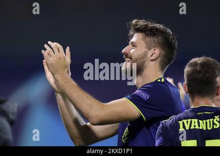 ZAGREB, CROATIE - SEPTEMBRE 18 : Bruno Petkovic du GNK Dinamo Zagreb célèbre une victoire de 4:0 après un match du groupe C de la Ligue des champions de l'UEFA entre le GNK Dinamo et Atalanta B.C. au stade Maksimir sur 18 septembre 2019 à Zagreb, en Croatie. Photo: Goran Stanzl/PIXSELL Banque D'Images