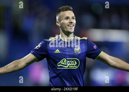 ZAGREB, CROATIE - SEPTEMBRE 18 : Mislav Orsic du GNK Dinamo Zagreb célèbre son but lors du match du groupe C de la Ligue des champions de l'UEFA entre le GNK Dinamo et Atalanta B.C. au stade Maksimir de 18 septembre 2019 à Zagreb, en Croatie. Photo: Igor Soban/PIXSELL Banque D'Images