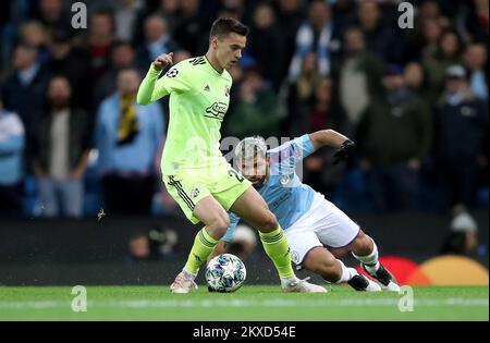 01.10.2019., Etihad Stadium, Manchester, Angleterre - UEFA Champions League, Groupe C, Round 2, Manchester City - GNK Dinamo. Nikola Moro, Sergio Aguero photo: Igor Kralj/PIXSELL Banque D'Images