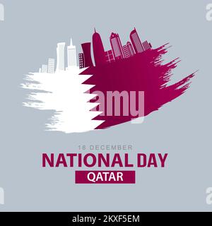 Bonne journée nationale Qatar .18th décembre arrière-plan. illustration vectorielle abstraite Banque D'Images