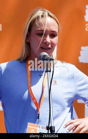 Donna Vekic, joueur de tennis croate, lors d'une conférence de presse dans le cadre du tournoi de tennis Premier de Croatie à Osijek, Croatie sur 04 juin 2020. Photo: Dubravka Petric/PIXSELL Banque D'Images