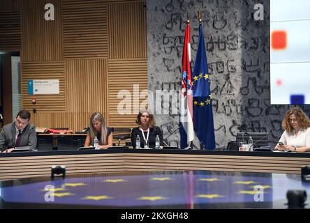 Vidéo-conférence "Séminaire sur les leçons apprises" tenue le dernier jour de la présidence croate du Conseil de l'Union européenne à la Bibliothèque nationale et universitaire de Zagreb, Croatie, sur 30 juin 2020. Photo: Josip Regovic/PIXSELL/EU2020HR Banque D'Images