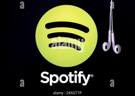 Photo prise sur 16 juillet 2020. Montre l'illustration pour Spotify, à Zagreb, Croatie. Spotify, fournisseur suédois de services de diffusion de musique et de médias, a lancé mardi 13 nouveaux marchés, dont la Croatie. Photo: Igor Kralj/PIXSELL Banque D'Images