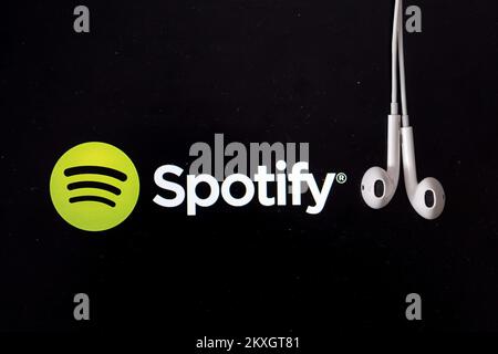 Photo prise sur 16 juillet 2020. Montre l'illustration pour Spotify, à Zagreb, Croatie. Spotify, fournisseur suédois de services de diffusion de musique et de médias, a lancé mardi 13 nouveaux marchés, dont la Croatie. Photo: Igor Kralj/PIXSELL Banque D'Images