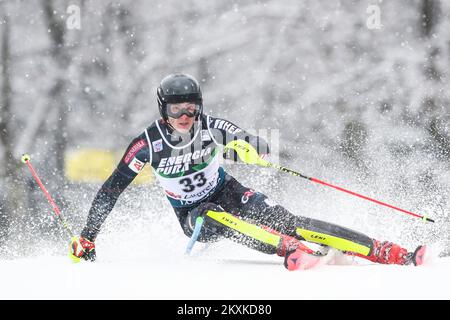 ZAGREB, CROATIE - JANVIER 06: Istok Rodes de Croatie pendant la coupe du monde de ski alpin Audi FIS Slalom sur 6 janvier 2021 à Zagreb, Croatie. Photo: Luka Stanzl/PIXSELL Banque D'Images