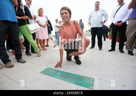 Le haut cavalier Blanka Vlasic à la cérémonie de dévoilement des plaques de bronze aux Olympiens de Split, médaillés aux Jeux Olympiques de Rio de Janeiro. À Split, Croatie, le 15. Septembre 2019. Après une série de médailles, y compris celles des Jeux Olympiques, Blanka Vlasic, a annoncé qu'elle prend sa retraite. Photo: Miranda Cikotic/PIXSELL Banque D'Images