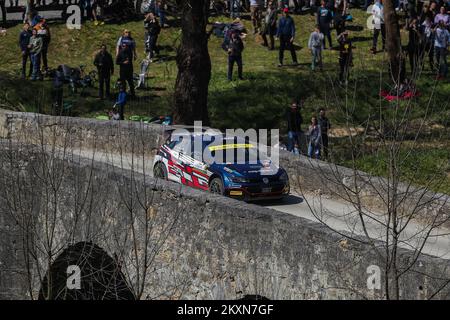 Nikolay Gryazin et Konstantin Aleksandrov de Russie rivalisent avec leur Movisport SRL 12Â° pendant le deuxième jour du Championnat du monde de rallye de la FIA Croatie à Novigrad na Dobri, Croatie sur 24 avril 2021. Photo: Luka Stanzl/PIXSELL Banque D'Images