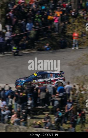 Nikolay Gryazin et Konstantin Aleksandrov de Russie rivalisent avec leur Movisport SRL 12Â° pendant le deuxième jour du Championnat du monde de rallye de la FIA Croatie à Novigrad na Dobri, Croatie sur 24 avril 2021. Photo: Luka Stanzl/PIXSELL Banque D'Images