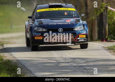 KUMROVEC, CROATIE - AVRIL 25 : Nikolay Gryazin de Russie et Konstantin Aleksandrov de Russie rivalisent avec leur MOVISPORT lors de la troisième journée du Championnat du monde de rallye de Croatie de la FIA sur 25 avril 2021 à Zagreb, Croatie. Photo: Luka Stanzl/Pixsell Banque D'Images