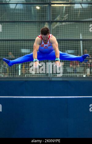Tin Srbic de Croatie pendant la deuxième journée de qualification de LA coupe du monde de DOBRO 2021., à Osijek, Croatie, sur 11 juin 2021. L'édition 12th de la coupe du monde DE DOBRO en gymnastique accueillera 140 athlètes de 31 pays du mercredi au dimanche (10-13 juin) dans la salle Gradski vrt. Photo: Davor Javorovic/PIXSELL Banque D'Images