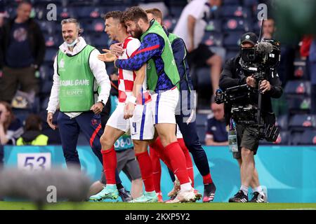 Lors du championnat de l'UEFA Euro 2020, le groupe D rencontre la Croatie et l'Écosse au parc Hampden sur 22 juin 2021 à Glasgow, au Royaume-Uni. Photo: Luka Stanzl/PIXSELL Banque D'Images