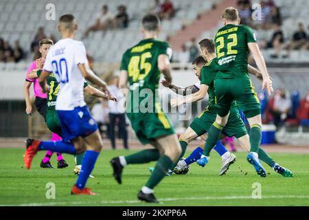 Marko Livaja de Hajduk Split lors du deuxième tour de qualification de la Ligue des conférences de l'UEFA entre Hajduk Split et Tobol au stade Poljud sur 22 juillet 2021 à Split, en Croatie. Photo: Milan SABIC/PIXSELL Banque D'Images