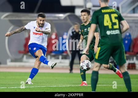 Marko Livaja de Hajduk Split en action pendant le deuxième tour de qualification de la Ligue des conférences de l'UEFA entre Hajduk Split et Tobol au stade Poljud sur 22 juillet 2021 à Split, en Croatie. Photo: Milan SABIC/PIXSELL Banque D'Images