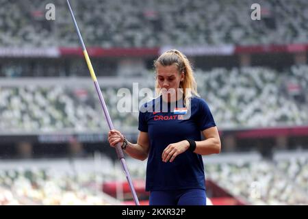 Sara Kolak, de Team Croatia, participe à la qualification féminine de lancement Javelin le 11 e jour des Jeux Olympiques de Tokyo 2020 au stade olympique de 03 août 2021 à Tokyo, au Japon. Photo: Igor Kralj/PIXSELL Banque D'Images