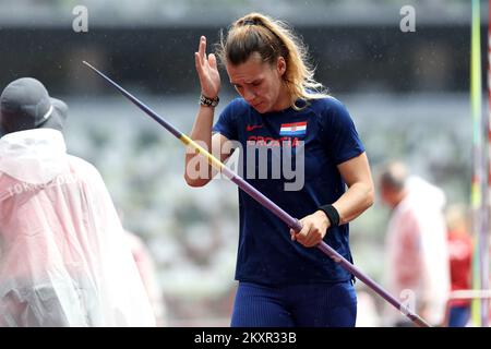 Sara Kolak, de Team Croatia, participe à la qualification féminine de lancement Javelin le 11 e jour des Jeux Olympiques de Tokyo 2020 au stade olympique de 03 août 2021 à Tokyo, au Japon. Photo: Igor Kralj/PIXSELL Banque D'Images