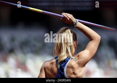 Sara Kolak, de Team Croatia, participe à la qualification féminine de lancement Javelin le 11 e jour des Jeux Olympiques de Tokyo 2020 au stade olympique de 03 août 2021 à Tokyo, au Japon. Photo: Igor Kralj/PIXSELL Banque D'Images