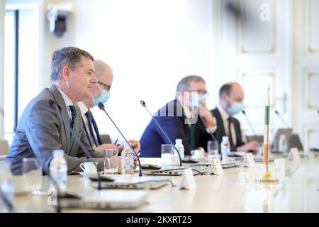 Ministre des Finances de l'Irlande et président de l'Eurogroupe Paschal Donohoe lors d'une rencontre avec le ministre du Gouvernement de la République de Croatie Andrej Plenkovic, à Zagreb, en Croatie, le 9 septembre 2021. Photo: Sanjin Strukic/PIXSELL Banque D'Images