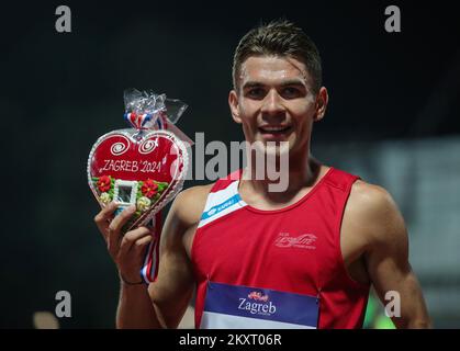 ZAGREB, CROATIE - SEPTEMBRE 14 : Catalin Tecuceanu de Roumanie pose lors du défi mondial de l'IAAF Zagreb 2021 - 71st Mémorial Boris Hanzekovic au parc universitaire de 14 septembre 2021 à Zagreb, Croatie. Photo: Goran Stanzl/PIXSELL Banque D'Images