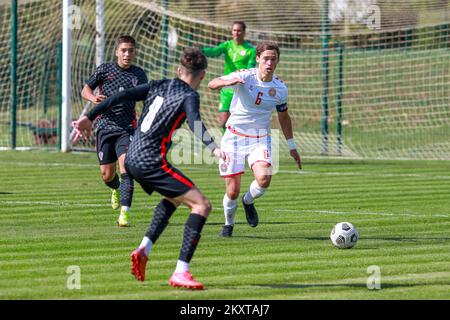 MEDULIN, [CROATIE] - OCTOBRE 08 : le match des U18 de Croatie et des U18 de Danemark au tournoi international de football des moins de 18 ans sur 8 octobre 2021 à Medulin, Croatie. Mikkel Fischer. Photo: Srecko Niketic/PIXSELL Banque D'Images