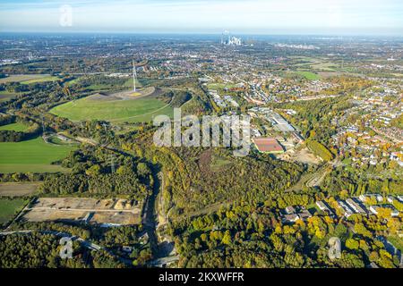 Vue aérienne, Slag Heap 22 Heringstrasse, Mottbruchhalde avec éolienne, domaine industriel de Boystrasse, Brauck, Gladbeck, région de Ruhr, Rhin-Nord-Ouest Banque D'Images