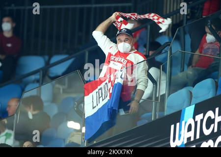 SZEGED, HONGRIE - JANVIER 17: Fans avant le début du match des hommes EHF EURO 2022 entre la Croatie et l'Ukraine à Szeged UJ Arena sur 17 janvier 2022 à Szeged, Hongrie. Photo: Sanjin Strukic/PIXSELL Banque D'Images