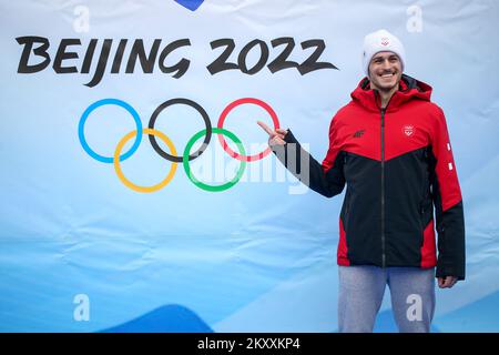 Le skieur de fond Marko Skender est vu lors de la présentation et de la rencontre avec des représentants olympiques croates, des voyageurs récents aux Jeux Olympiques d'hiver de 2022 à Beijing., à Zagreb, en Croatie, sur 29 janvier 2022. Photo: Igor Kralj/PIXSELL Banque D'Images