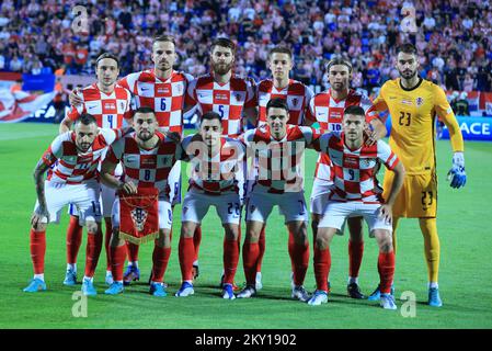 OSIJEK, CROATIE - JUIN 03: Équipe croate pendant la Ligue des Nations de l'UEFA Un match du Groupe 1 entre la Croatie et l'Autriche à Stadion Gradski vrt sur 3 juin 2022 à Osijek, Croatie. (Photo: Davor Javorovic/Pixsell) Banque D'Images