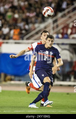 SPLIT, CROATIE - JUIN 06: Benjamin Pavard de la France en action pendant la Ligue des Nations de l'UEFA Un match du Groupe 1 entre la Croatie et la France au Stadion Poljud sur 6 juin 2022 à Split, Croatie. Photo: Milan SABIC/PIXSELL Banque D'Images