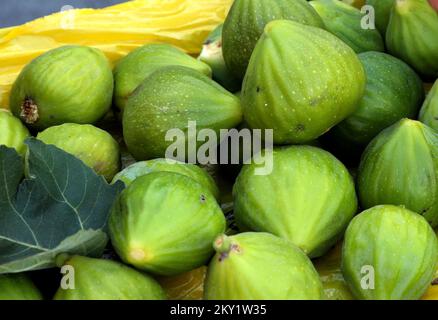 Le premier jour de l'été, les premières figues sont arrivées sur le marché de Sibenik, en Croatie, sur 21 juin 2022. Photo: Dusko Jaramaz/PIXSELL Banque D'Images