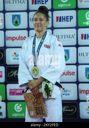 Natalie Powell, de Grande-Bretagne, a remporté l'or dans la catégorie des femmes pesant jusqu'à 78 kg lors du Grand Prix de Zagreb de la tournée mondiale de l'IJF, qui s'est tenu à l'arène de Zagreb, à Zagreb, en Croatie, sur 17 juillet 2022. Photo: Zeljko Hladika/PIXSELL Banque D'Images