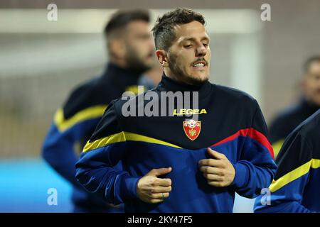 Stevan Jovetic à l'entraînement de l'équipe nationale de football monténégrine au stade Bilo Polje à Zenica, en Bosnie-Herzégovine, sur 22 septembre 2022. Le Monténégro jouera demain un match de la Ligue des Nations de l'UEFA contre la Bosnie-Herzégovine. Photo: Armin Durgut/PIXSELL Banque D'Images