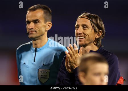 ZAGREB, CROATIE - SEPTEMBRE 22: Luka Modric de Croatie avant la Ligue des Nations de l'UEFA Un match du Groupe 1 entre la Croatie et le Danemark au Stadion Maksimir sur 22 septembre 2022 à Zagreb, Croatie. Photo: Goran Stanzl/PIXSELL Banque D'Images