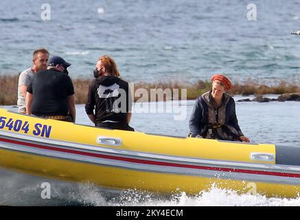 Tournage de la troisième saison des Vikings : Walhalla, produit par Metropolitan films International d'Ireland, la chaîne d'histoire du Canada et MGM Television de l'USAâ€™s pour Netflix à la forteresse de St. Nicholas à Sibenik, Croatie, on 30 septembre 2022. Photo: Dusko Jaramaz/PIXSELL Banque D'Images