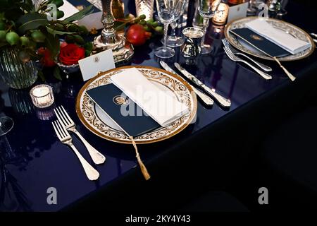 Washington, États-Unis. 30th novembre 2022. Les décors décoratifs des lieux sont présentés lors d'un dîner d'état avant le dîner d'état avec le président français, à la Maison Blanche, à Washington, DC, le mercredi, 30 novembre, 2022. (Graeme Sloan/Sipa USA) Credit: SIPA USA/Alay Live News Banque D'Images