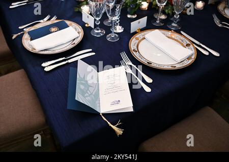 Washington, États-Unis. 30th novembre 2022. Les décors décoratifs des lieux sont présentés lors d'un dîner d'état avant le dîner d'état avec le président français, à la Maison Blanche, à Washington, DC, le mercredi, 30 novembre, 2022. (Graeme Sloan/Sipa USA) Credit: SIPA USA/Alay Live News Banque D'Images