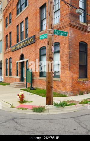 Ford Piquette Plant au 461 Piquette Ave, à l'angle de Beaubien Boulevard, dans le quartier historique industriel de Piquette Avenue à Détroit, Michigan, États-Unis. Banque D'Images