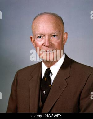 Portrait du président américain Dwight Eisenhower à la Maison-Blanche en février 1959 Banque D'Images