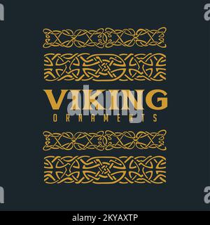 Vintage viking Line art ornement illustrations vectorielles pour votre logo de travail, t-shirt de marchandise, autocollants et dessins d'étiquettes, affiche, cartes de vœux Illustration de Vecteur