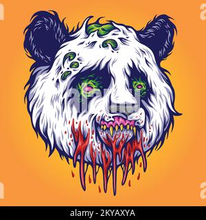 Angry panda Head Monster illustrations vectorielles pour votre logo de travail, t-shirt de marchandise, autocollants et étiquettes, affiche, cartes de vœux Illustration de Vecteur