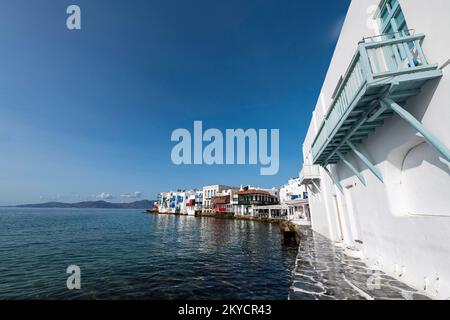 Petite Venise à Horta, Mykonos, Grèce Banque D'Images