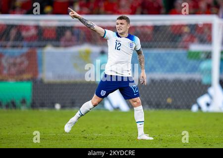 AR Rayyan, Qatar. 29th novembre 2022. Football : coupe du monde, pays de Galles - Angleterre, cycle préliminaire, Groupe B, Matchday 3, Ahmed bin Ali Stadium, le Kieran Trippier gestes d'Angleterre. Crédit : Tom Weller/dpa/Alay Live News Banque D'Images