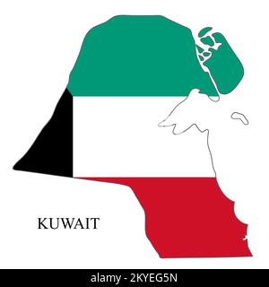 Illustration vectorielle de la carte du Koweït. Économie mondiale. Pays célèbre. Moyen-Orient. Asie de l'Ouest. Illustration de Vecteur