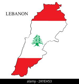 Illustration vectorielle de la carte du Liban. Économie mondiale. Pays célèbre. Moyen-Orient. Asie de l'Ouest. Illustration de Vecteur