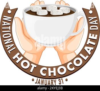 Illustration de la bannière de la Journée nationale du chocolat chaud Illustration de Vecteur